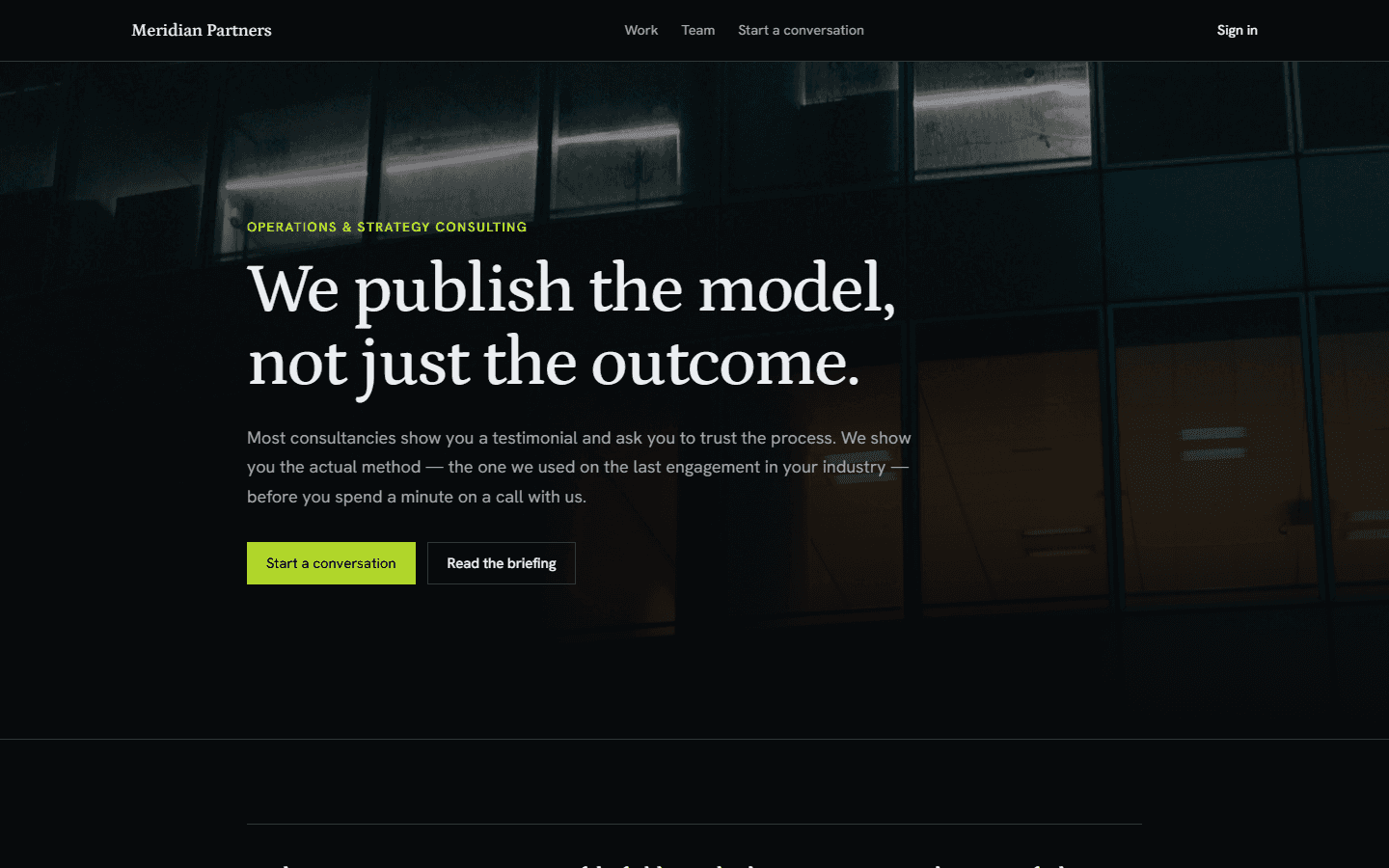 Homepage of Meridian Partners